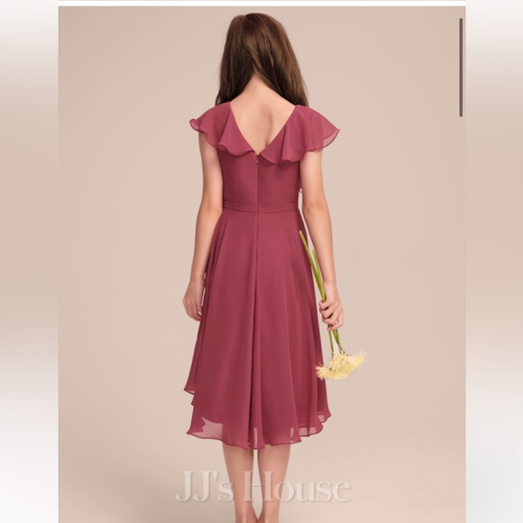 JJs House | Dresses | Aline Vneck Asymmetrical Chiffon Junior ...